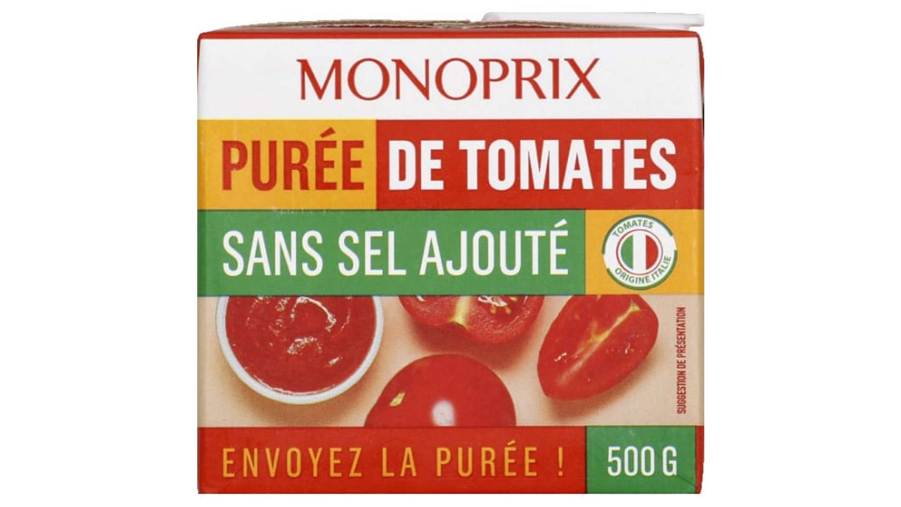 Monoprix Purée de Tomates Sans Sel Ajouté La brique de 500g