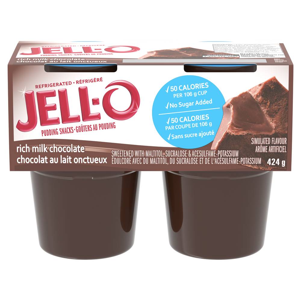 Jell-O Chocolate Pudding No Sugar Added (424 g, 4 ct)