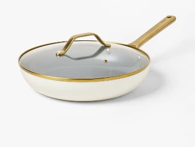 Figmint Nonstick Ceramic Coated Aluminum Frying Pan, 12 in, Cream