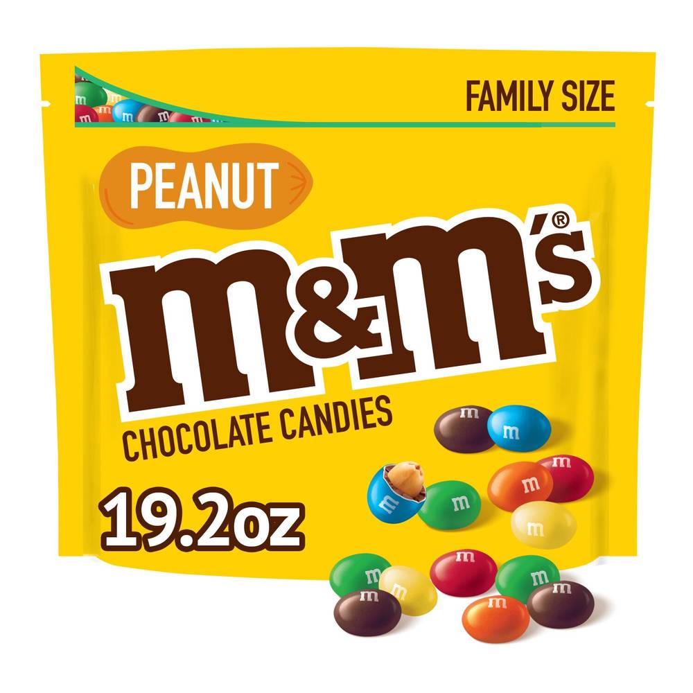 M&M'S Peanut Milk Chocolate Candy, Family Size, 18.08 oz