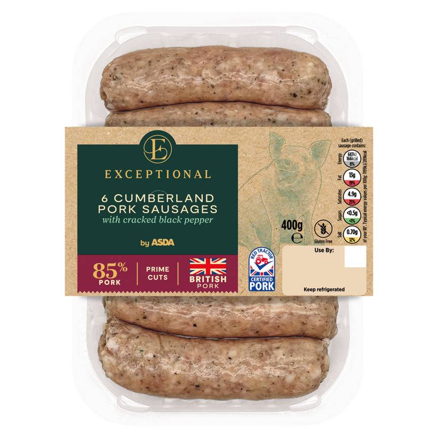 ASDA Exceptional Cumberland Pork Sausages (6 pack)