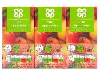 Co op Pure Apple Juice 3 x 200ml