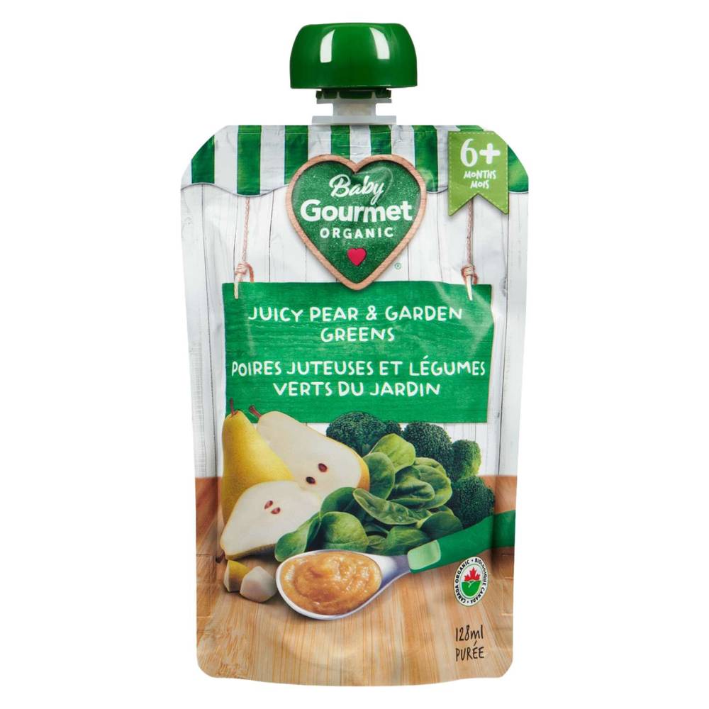 Baby Gourmet Organic Juicy Pear & Garden Greens Purée (128 ml)