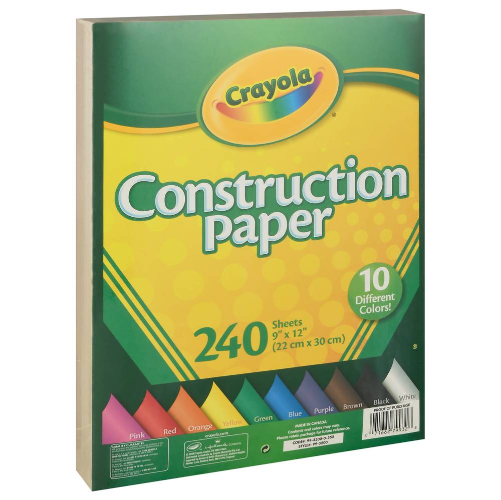 Crayola Construction Paper in 10 Colors (10.94 lbs)