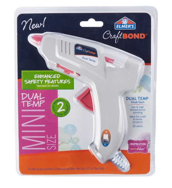 Elmer's® CraftBond® 20-Watt Mini Dual-Temp Glue Gun, Gray/Pink