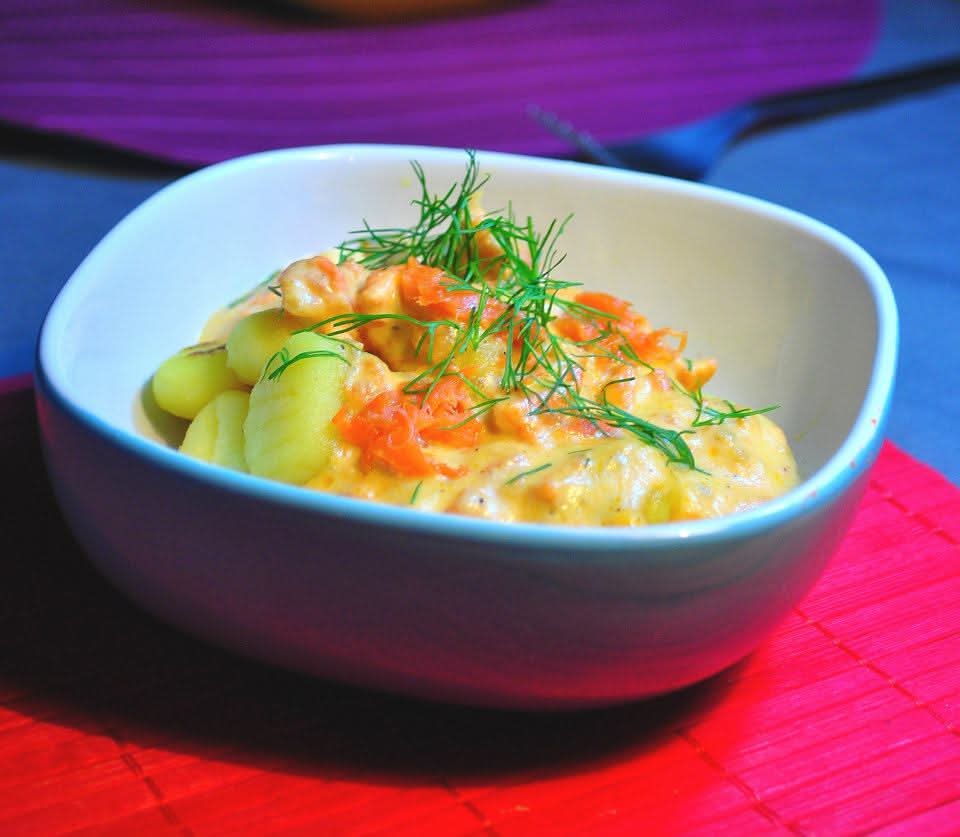 Gnocchi salmon i aneth