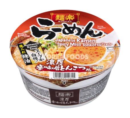 Hikari Menraku Cup Ramen Spicy Miso Tonkotsu Taste (80.6g)