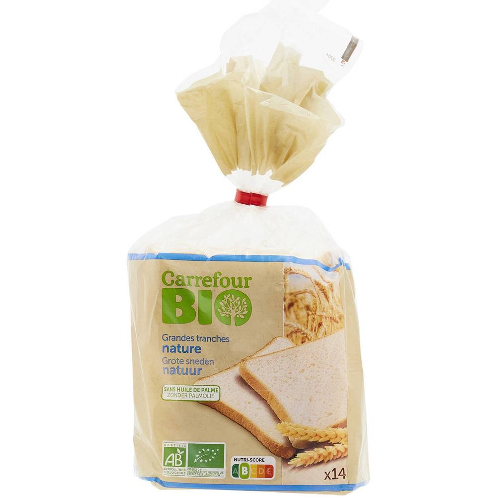 Carrefour - Pain de mie nature bio grandes tranches (500g)