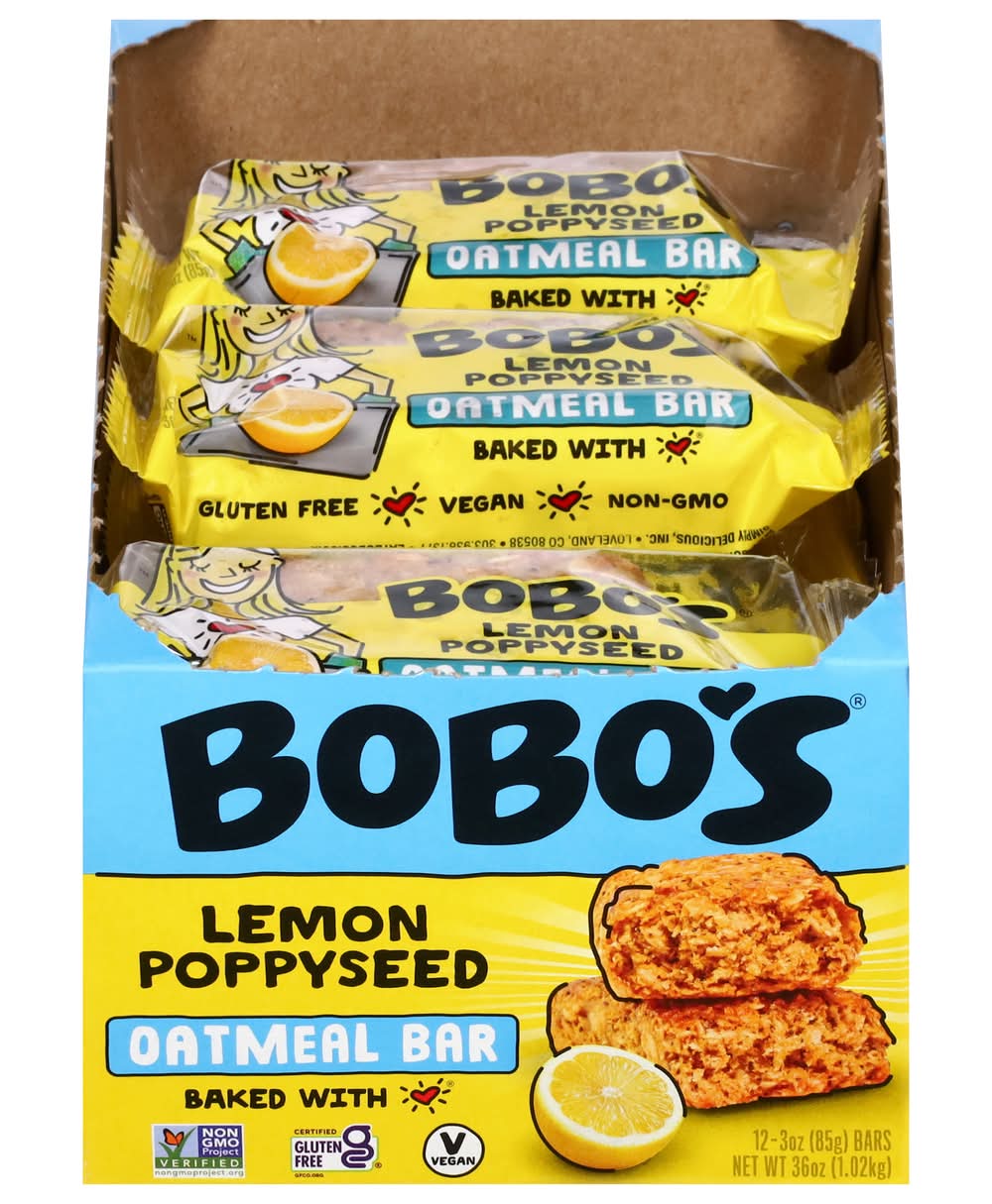 Bobos Lemon Poppyseed Oat Bar (12 ct, 3 oz)