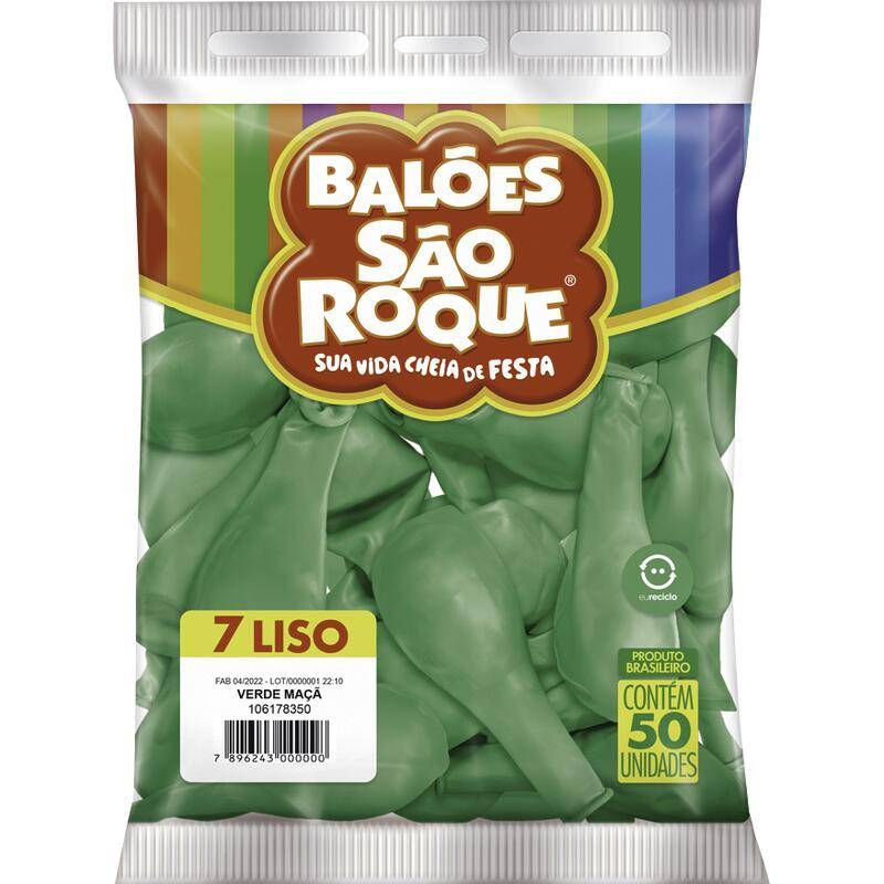 São roque balão liso verde maçã nº7 (50 unidades)