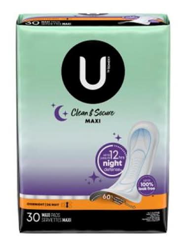 U by Kotex Feminine Hygiene Overnight Pads (30 ct)
