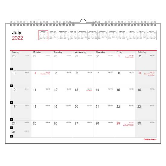 Office Depot Monthly Academic Wall Calendar