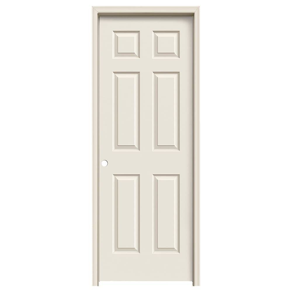 JELD-WEN 30-in x 80-in Hollow Core 6-panel Right Hand Textured Primed Molded Composite Split Jamb Single Prehung Interior Door (366 Casing) | JW225400287