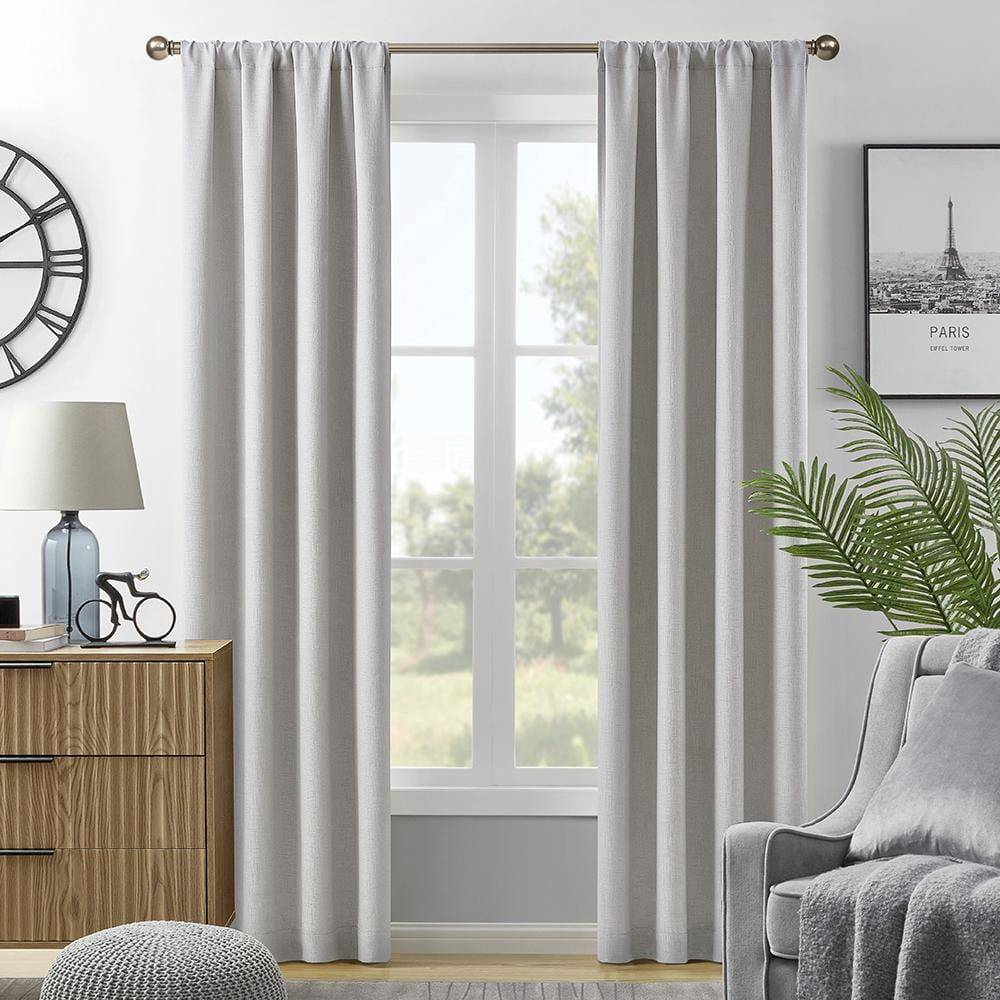 Lightsout With Enershield Technology Hayden Grey Polyester Embossed 38In. W X 84In. L Rod Pocket Blackout Curtain (Set Of 2)