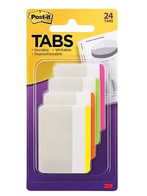 Post-It 2" Tough and Long-Lasting! Variety Colors Durable Filing Tabs (24 ct)