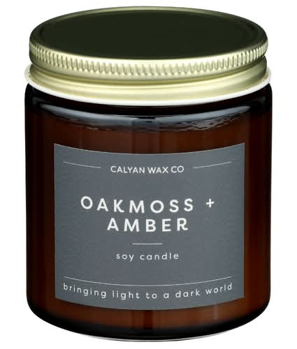 Calyan Wax Co Oakmoss + Amber Mini Amber Jar Soy Wax Candle
