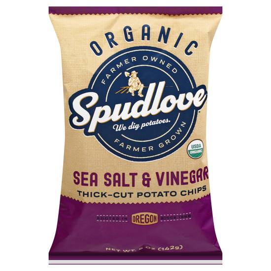 Spudlove Organic Sea Salt & Vinegar Thick-Cut Potato Chips (5 oz)