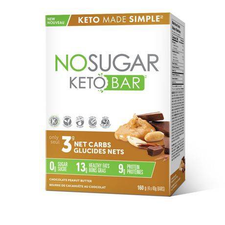 No Sugar Chocolate Peanut Butter Keto Bars (4 x 40 g)