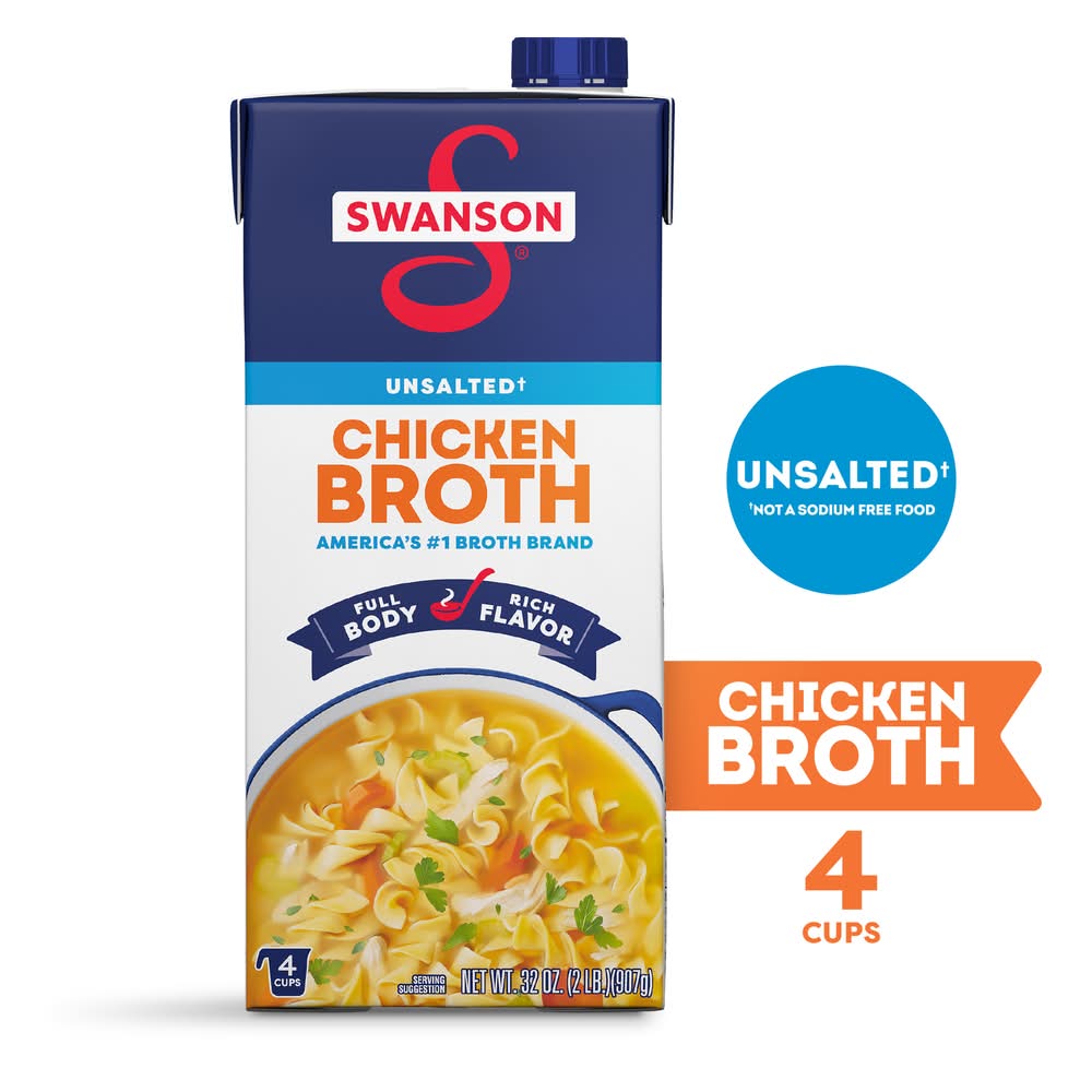Swanson Unsalted Chicken Broth, Rich-Full Body (32 oz)