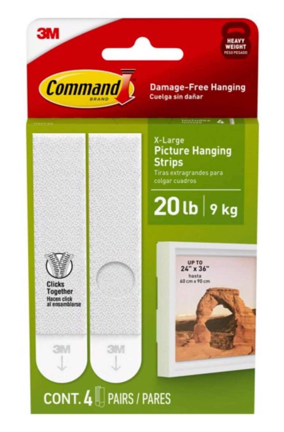 3M Command White Picture Hanging Strips 20 Lb 4 Pair