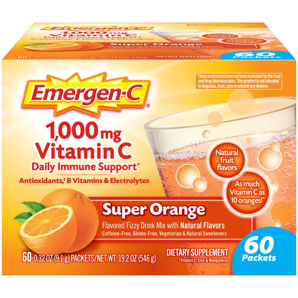Emergen-C 1000 Mg Vitamin C Daily Immune Support Super Orange Drink (1.2 lbs)