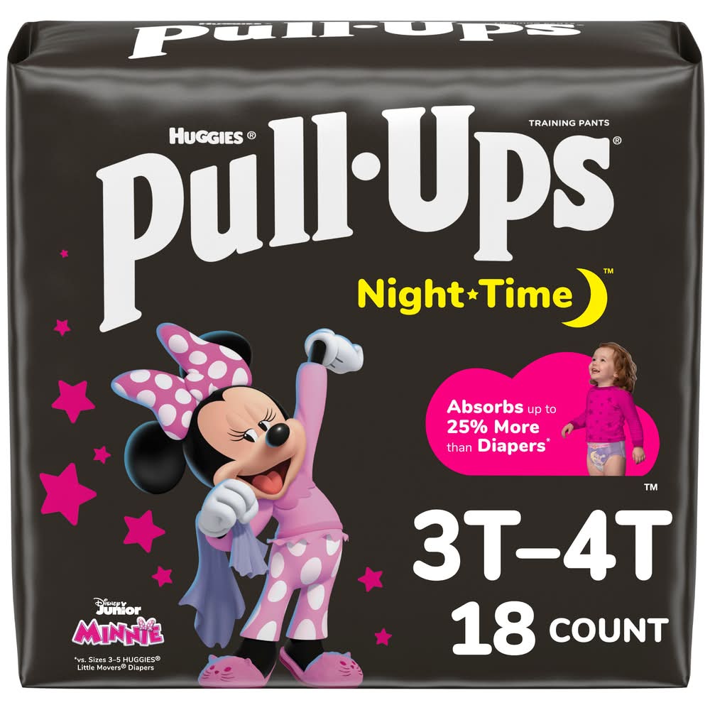 Huggies Pull-Ups Nightime Girl Potty Training Pants, 3T-4T (18 ct)