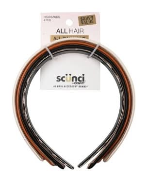 Scunci Savvy Value Thin Microsuede Headbands, Neutral (4 ct)