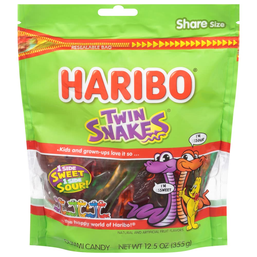 Haribo Twin Snakes Gummi Candy, Fruit (12.5 oz)