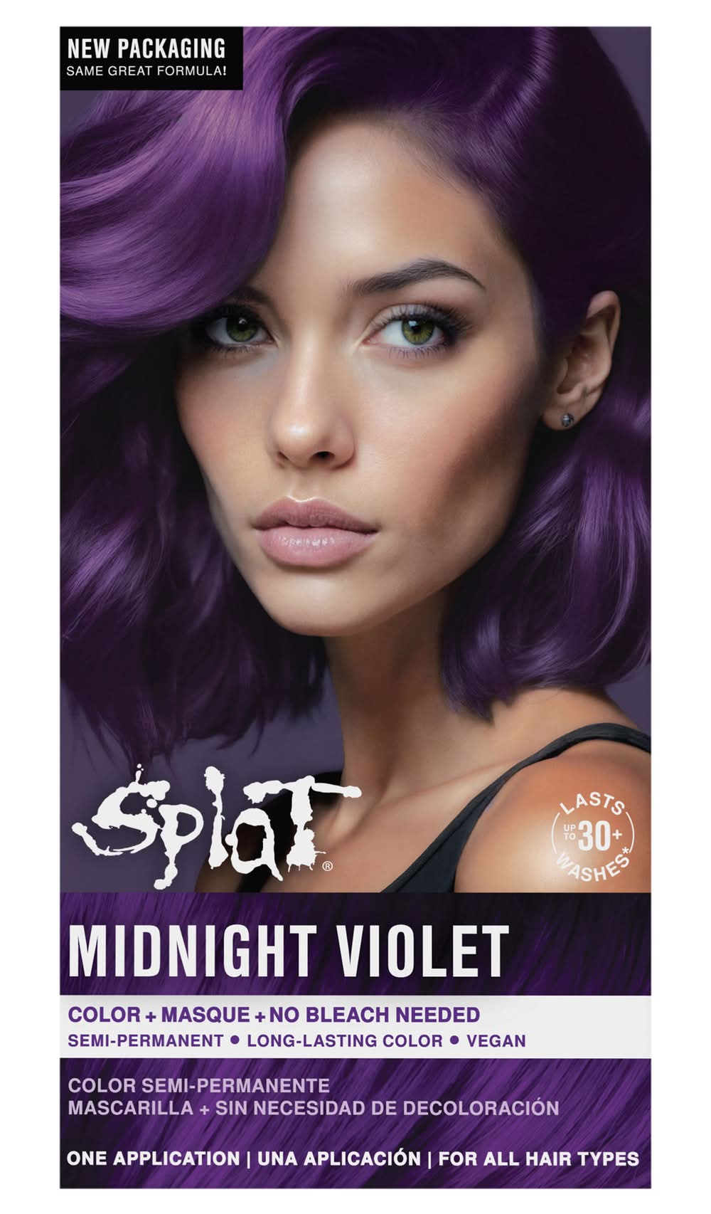 Splat Rebellious Colors Bleach Free Semi-Permanent Hair Color Kit in Midnight Violet (1.21 lbs)