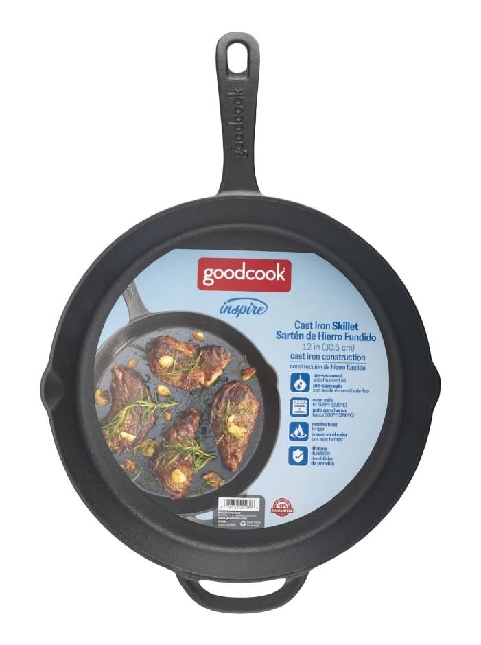 GoodCook Inspire Cast Iron Skillet, 12 in, Black
