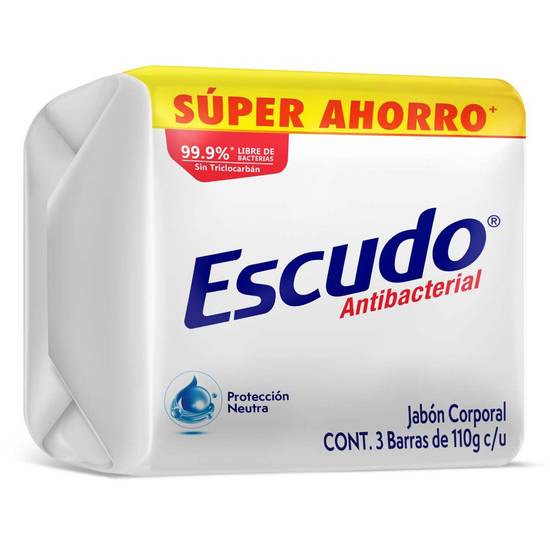 Escudo jabón corporal antibacterial neutro (paquete 3 x 110 g)
