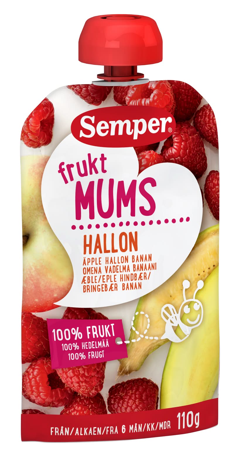 SEMPER POUCH FRUKTMUMS HALLON 6M 120G