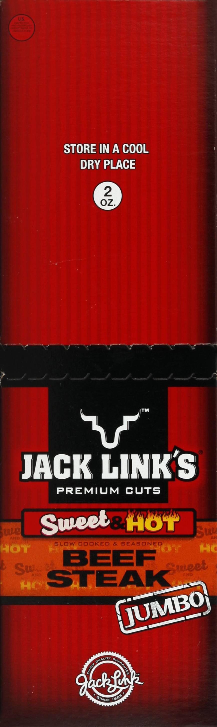 Jack Link's Premium Cuts Sweet & Hot Beef Steak, Jumbo (2 oz, 12 ct)