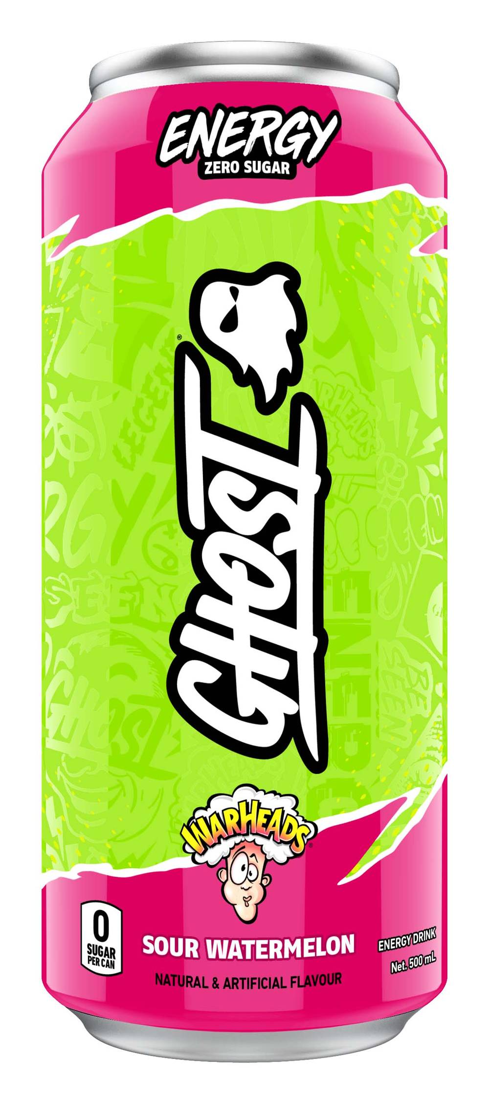 Ghost Warheads Zero Sugar Energy Drink, Sour Watermelon (473mL)
