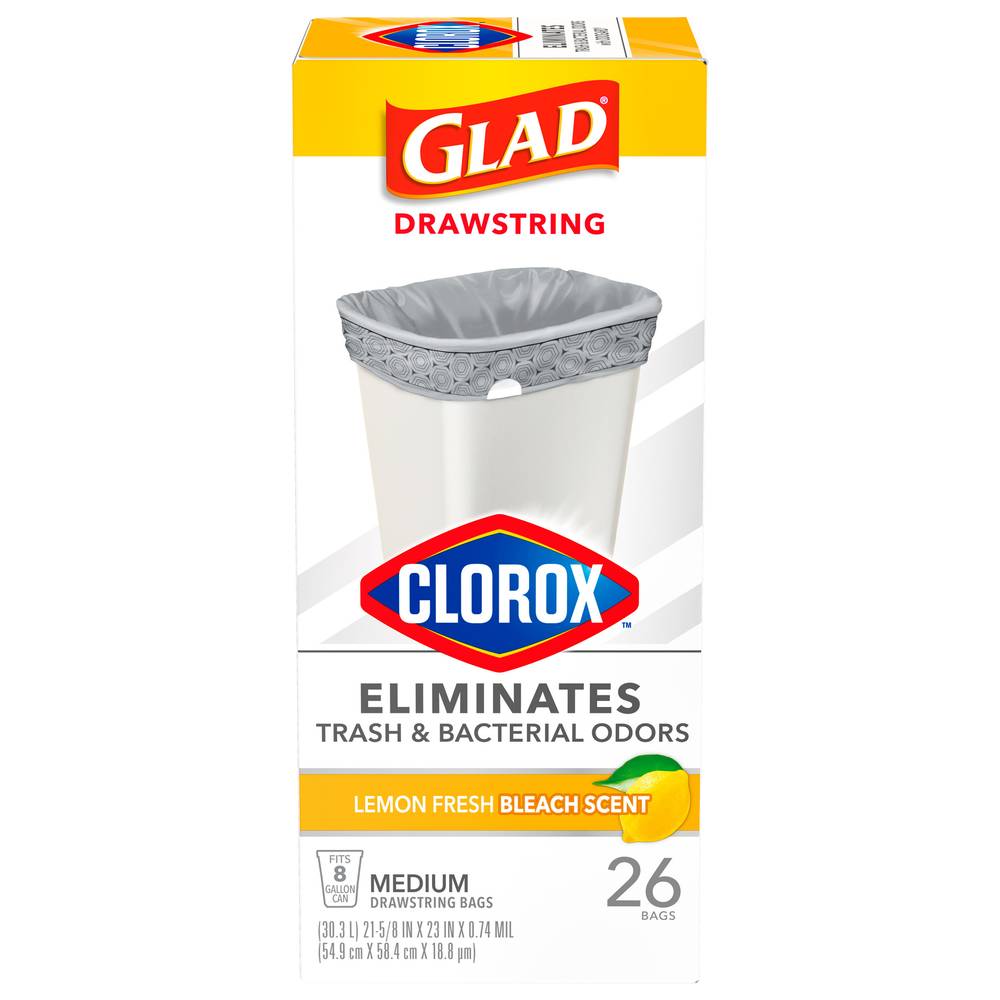 Glad Cloroxdrawstring Lemon Fresh Bleach Scent Bags (26 ct)