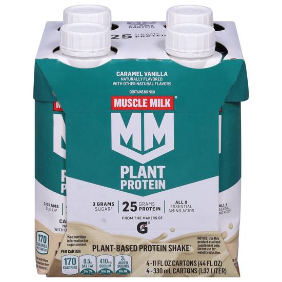 Muscle Milk Plant-Based Protein Shake (4 ct, 11 fl oz) (caramel-vanilla)