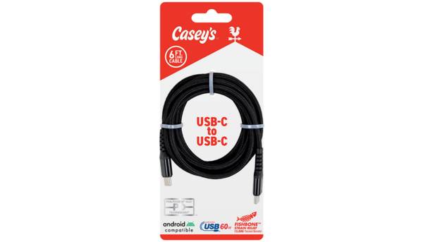 Casey's 6FT Braided USB C-C Cable Black