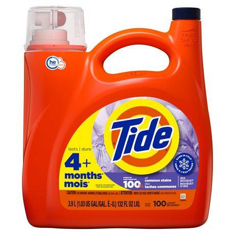 Tide détergent à lessive liquide en eau froide 100 brassées (bouquet d'iris)