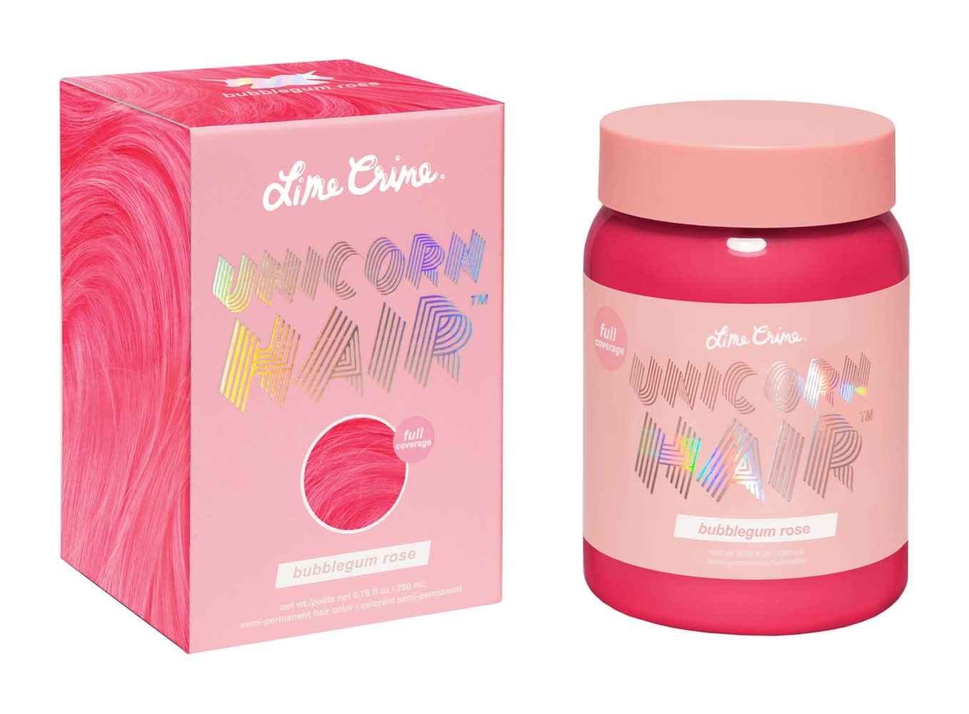 Lime Crime Semi-Permanent Full Coverage Hair Color, Bubblegum Rose