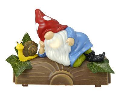 5.5" Sleepy Talking Gnome & Snail LED & Sound Tabletop Decor