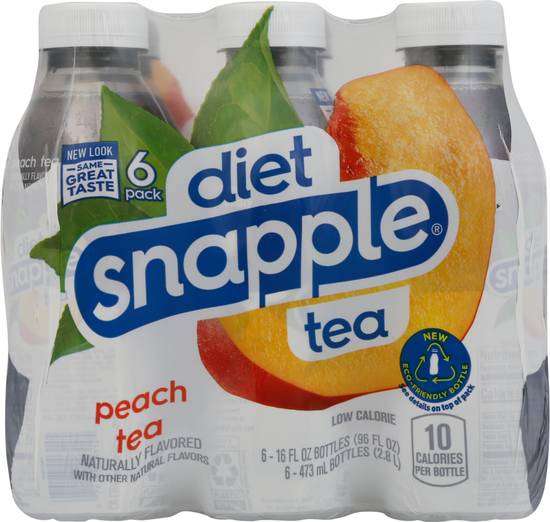 Snapple Zero Sugar Diet Peach Tea (6 ct, 16 fl oz)