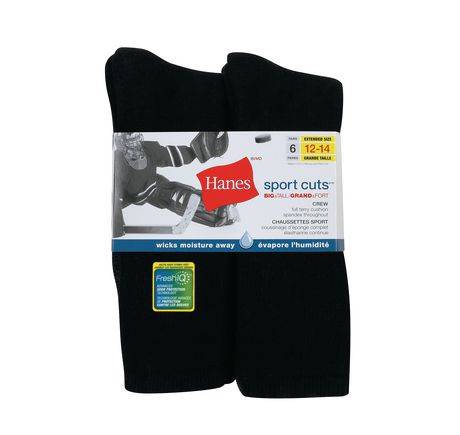Hanes X-Temp Men's 6 Pair Extended Sport Cuts Socks (sizes 12-14)
