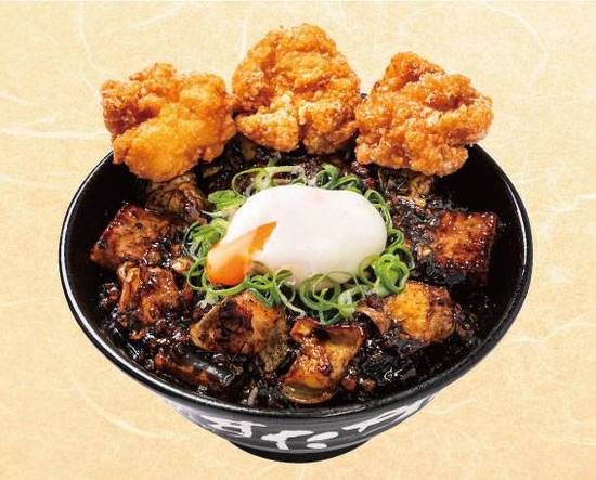 唐揚げ合盛り濃厚ブラックW牛焼肉丼