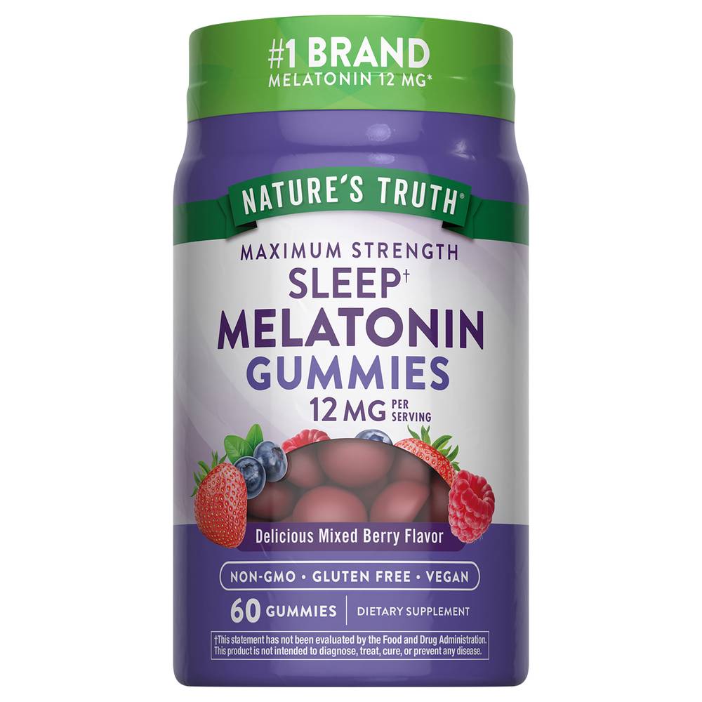 Nature's Truth Natural Mixed Berry Flavor Melatonin 12 mg Gummies (8 oz)