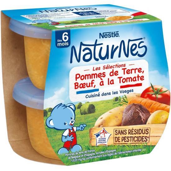 Nestle naturnes les sélections pdt, bœuf à la tomate-2x200g-dès 6 mois