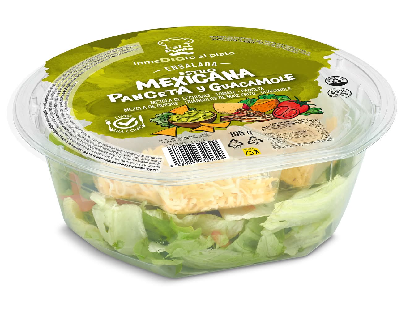 Ensalada Estilo Mexicana Panceta Y Guacamole Al Punto Dia Bandeja 195 G