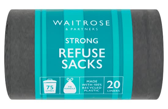 Waitrose & Partners Strong Refuse Sacks Liners 75 Litres (20 pack)