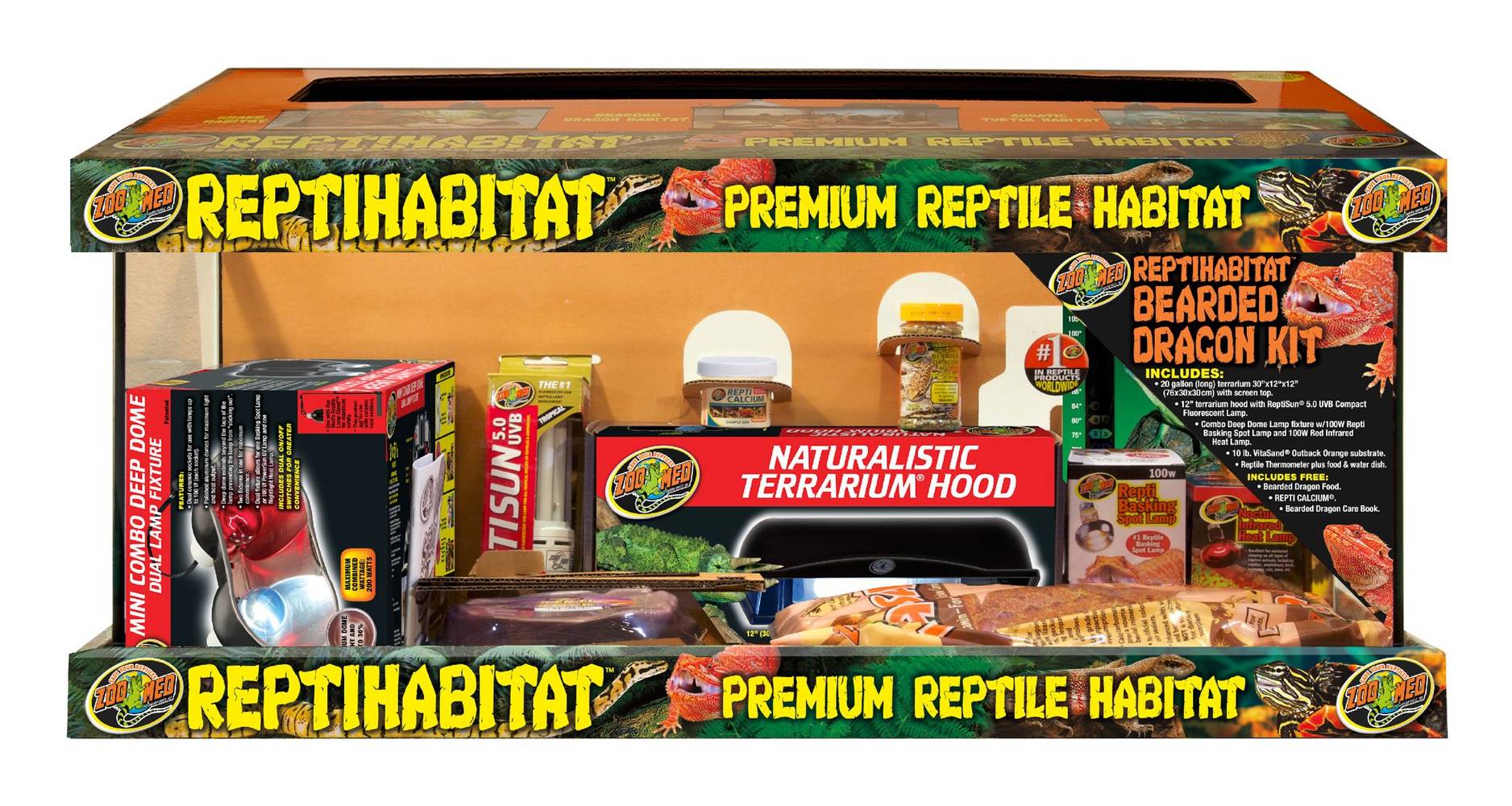Zoo Med ReptiHabitat Bearded Dragon Reptile Terrarium Kit, 20 Gallon