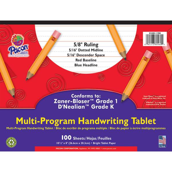 Pacon Zaner Bloser 1st Grade/D'nealian Kindergarten Handwriting Paper