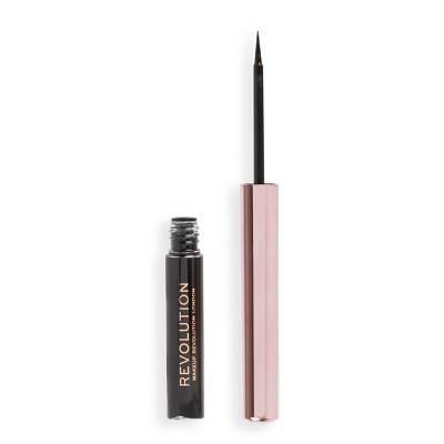 Makeup Revolution Super Flick Liquid Eyeliner, Black (0.15 oz)